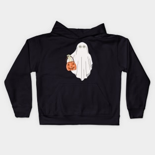 A halloween ghost with a pumpkin Kids Hoodie